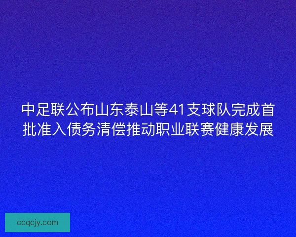 中足联公布山东泰山等41支球队完成首批准入债务清偿推动职业联赛健康发展