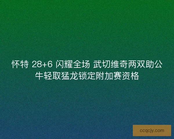 怀特 28+6 闪耀全场 武切维奇两双助公牛轻取猛龙锁定附加赛资格