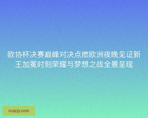 欧协杯决赛巅峰对决点燃欧洲夜晚见证新王加冕时刻荣耀与梦想之战全景呈现 欧协杯决赛巅峰对决点燃欧洲夜晚见证新王加冕时刻荣耀与梦想之战全景呈现